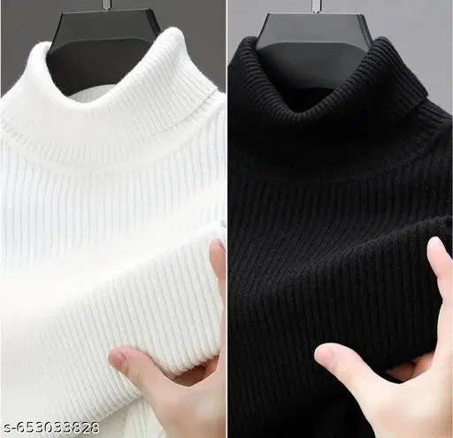 Wool SweatShirt for Men, Black & White, Pack of 2 (S)