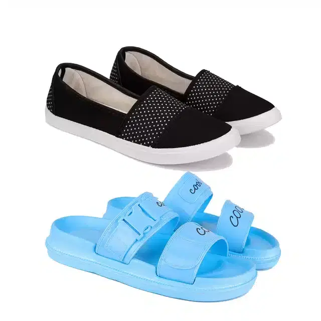 Combo of Casual Shoes & Sliders for Women, Pack of 2 (Multicolor, 5)