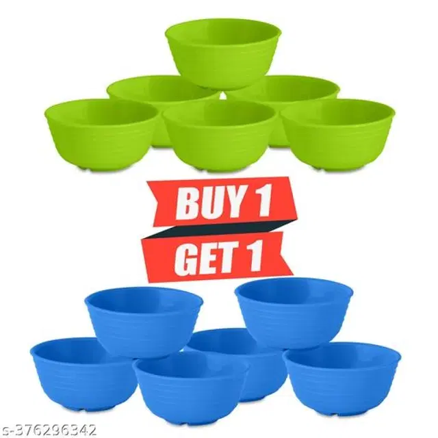 Plastic Bowls, Multicolor, 300 ml, Pack of 12