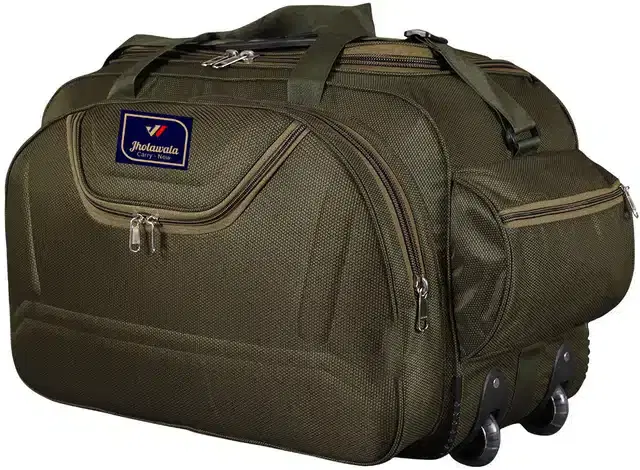 Polyester Traveling Luggage Bag with Wheels, Olive,61.9 L
