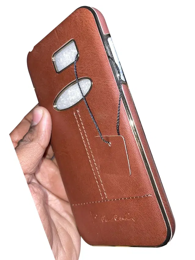 Leather Mobile Back Cover for Samsung Galaxy A7, 2017, Brown