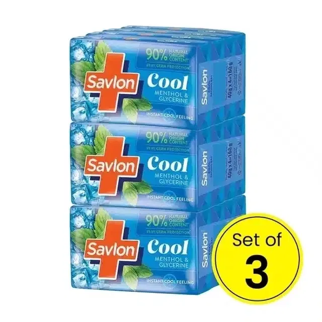 Savlon Cool Soap Menthol & Glycerin 3X(4X45.5 g) (Set Of 3)
