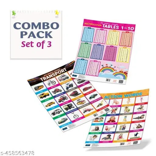 Bookford Publications My small chart Action Words, Transport & Tables (Set of 3)