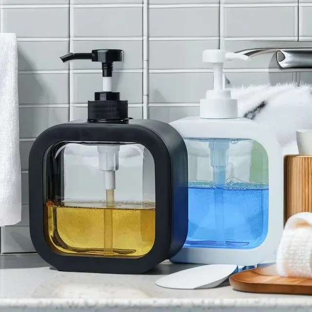 Plastic Refillable Liquid Soap Dispenser for Bathroom, Multicolor, 300 ml, Pack of 2