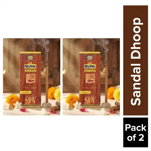 Cycle Pure Rhythm Sandal Solid Dhoop 18N+ Free Holder (Pack of 2)