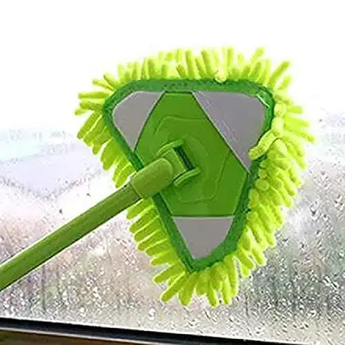 Microfiber Multipurpose Foldable Triangle Duster Brush Sweeping Wall & Ceiling Tiles, Green, Sb-09
