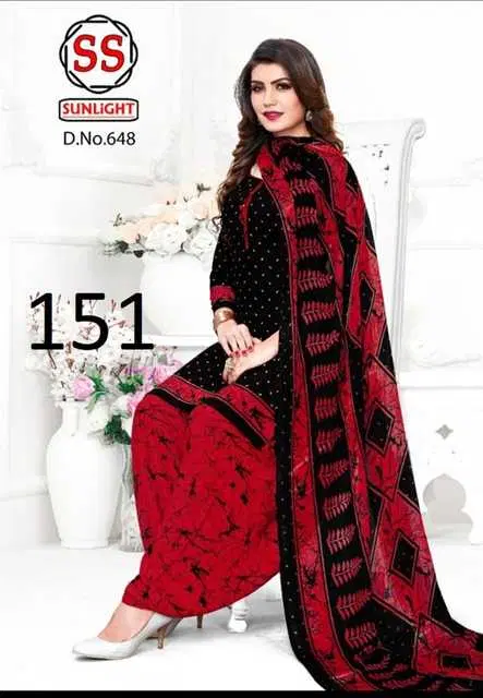 Sharda Lovely Leon Crepe Women Printed Unstitched Casual Dress Material Suit (Black) (SC-14)