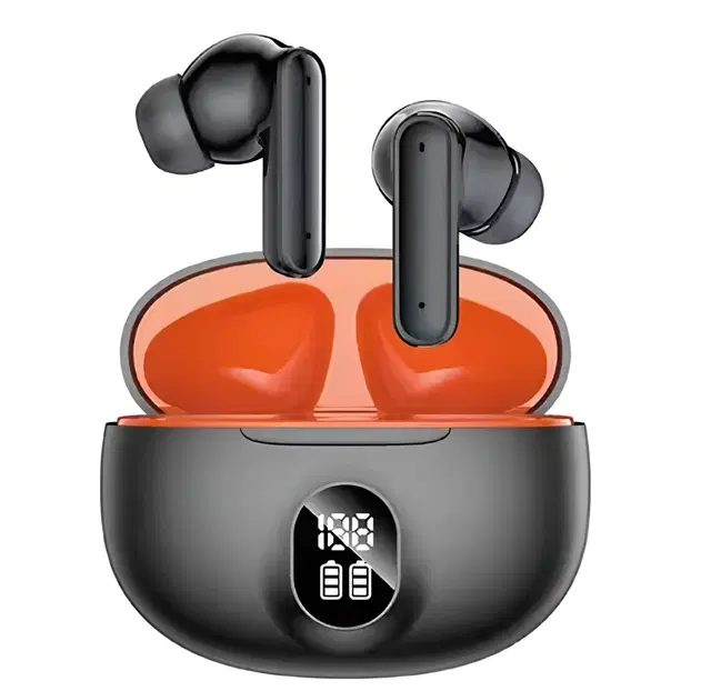 PODS TWS Earbuds with Battery Display, BLack+Red, Pack of 1