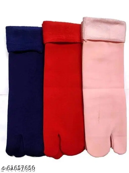 Velvet Socks for Women, Multicolour, Pack of 3 (Free Size)
