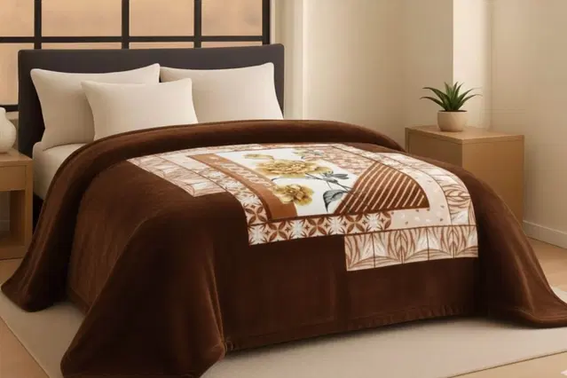 Wool Printed Blanket, Brown (90x80 inch)