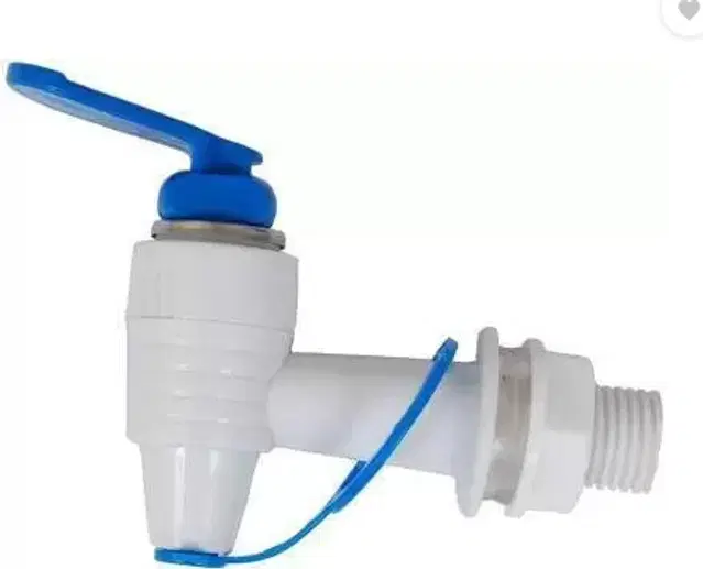 Plastic Short Body Bib Cock Tap with Wall Flange, White, Set of 1