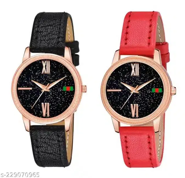 Analog Watch for Women, Pack of 2 (Multicolor)