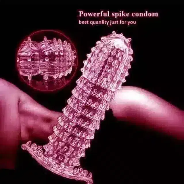 Silicone Reusable Extra Dotted Condom, Pink & Transparent