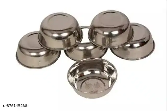 Stainless Steel Bowls, Silver, 250 ml, Pack of 6
