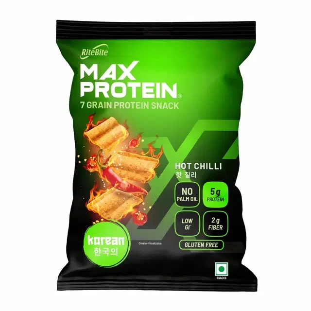 Ritebite Max Protein Korean Hot Chilli 5 g Protein Chips 30 g Pouch