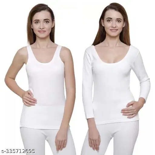 Woolen Thermal Top for Women, Pack of 2 (White, XS)
