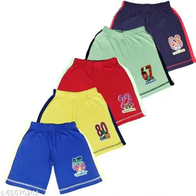 Cotton Shorts for Boys, Pack of 5 (Multicolor, 2-3 Years)