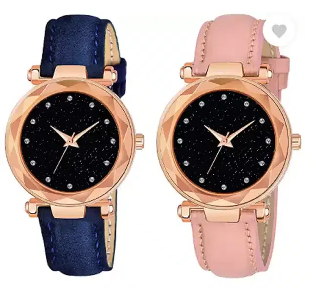 Analog Watch for Women, Pack of 2 (Multicolor)