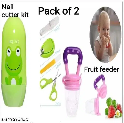 Combo Of Baby Care Nail Cutter Kit And Fruit -Food Feeder Very Safe