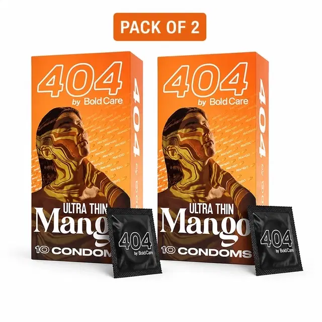 Bold Care 404 Super Ultra Thin Mango Flavored Condoms ((Pack of 2, 20 Sheets)