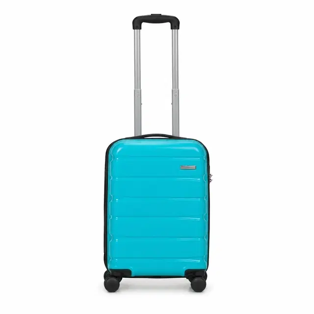 Teakwood Uno Small Hard Trolley Bag With 360° Spinner 8 Wheels, Aqua Green