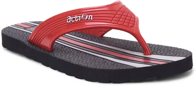 action Casual Flip Flops for Men (Black, 6)