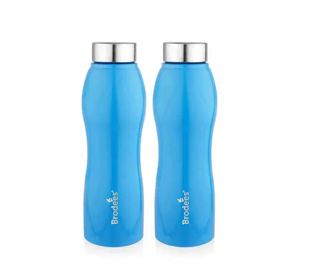 Brodees Meghapushp Stainless Steel Bottle, Set Of 2 Pcs, 1000 ml Of Each, Blue, A-38