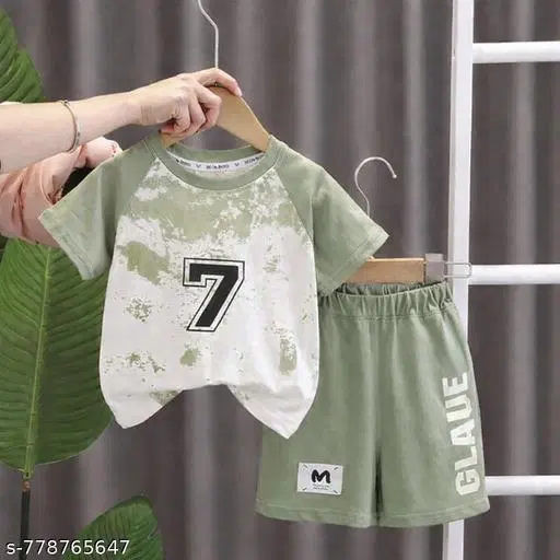 Cotton T-Shirt & Shorts Set for Boys, Pack of 1 (White, 12-18 Months)