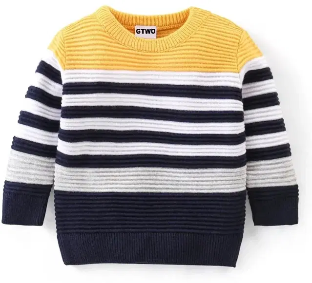Woolen Striped Sweater for Boys, Yellow (3-4 Years)