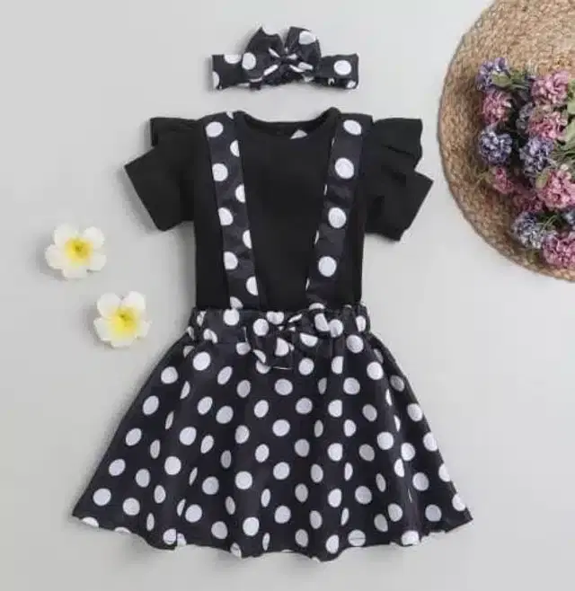 Crepe Solid Dungarees for Girls (Black, 12-18 Months)