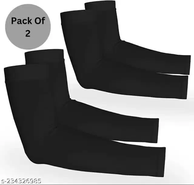 Nylon Arm Sleeves for Unisex, Set of 2 (Black)