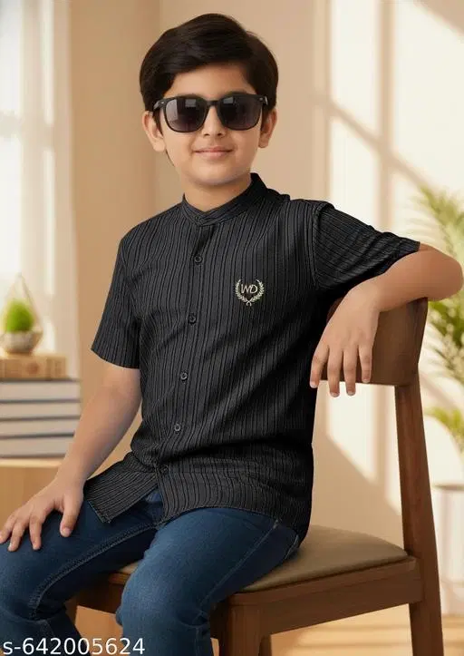Embroidered Polycotton Polo for Boys (Black, 10-11 Years)