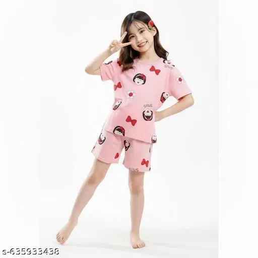 Night Suit for Girls (Pink, 13-14 Years)
