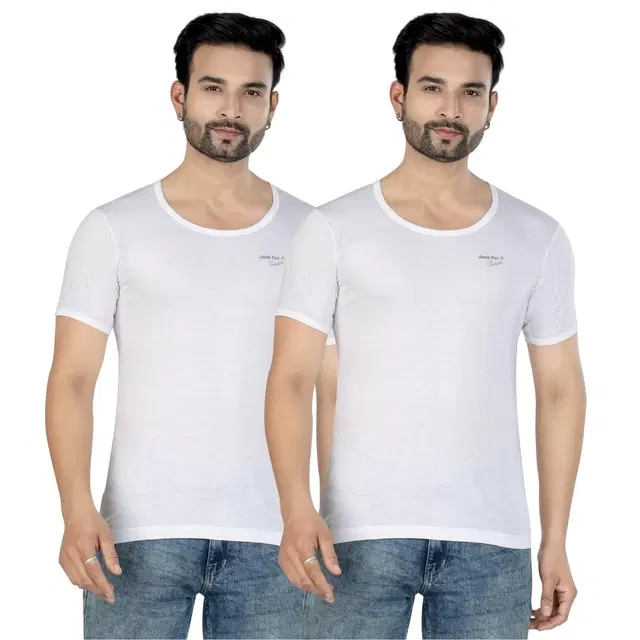 Cotton Jym Vest for Men, White, Pack of 2 (S)