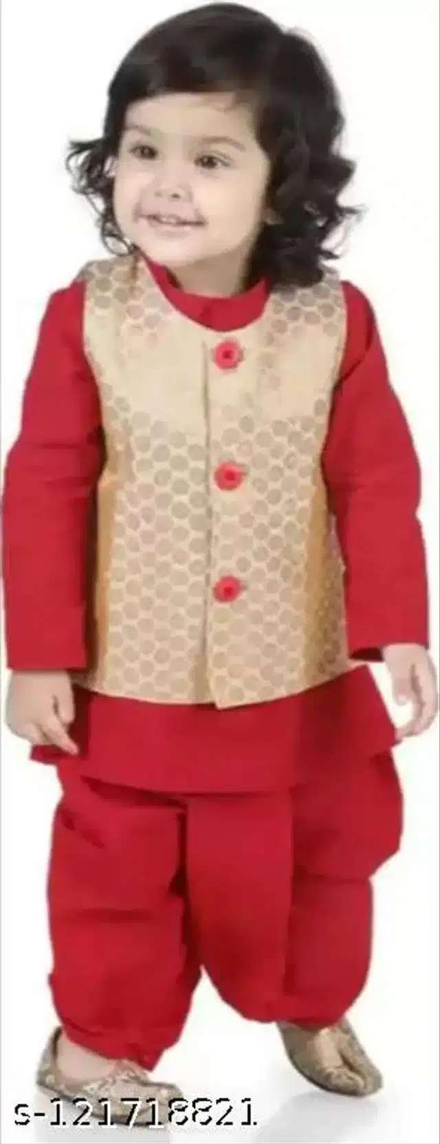 Kurta & Dhoti Pant with Waistcoat for Boys, Set of 1 (Multicolor, 2-3 Years)