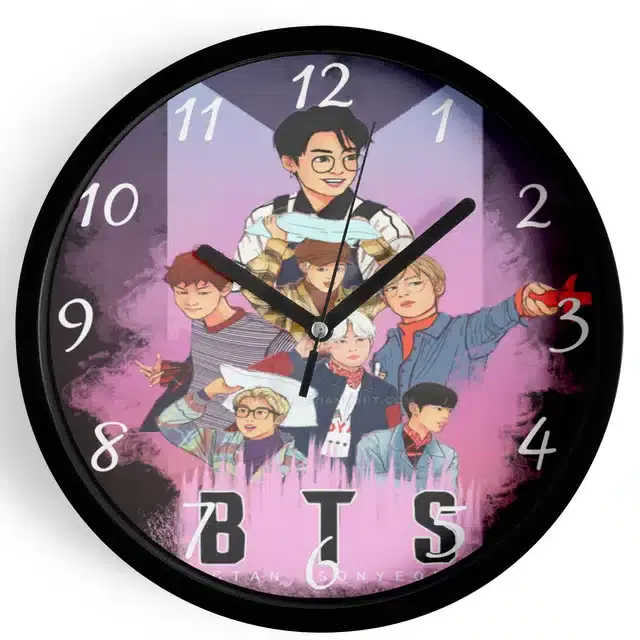 BTS Printed Wall Clock, Multicolor, 7 Inches
