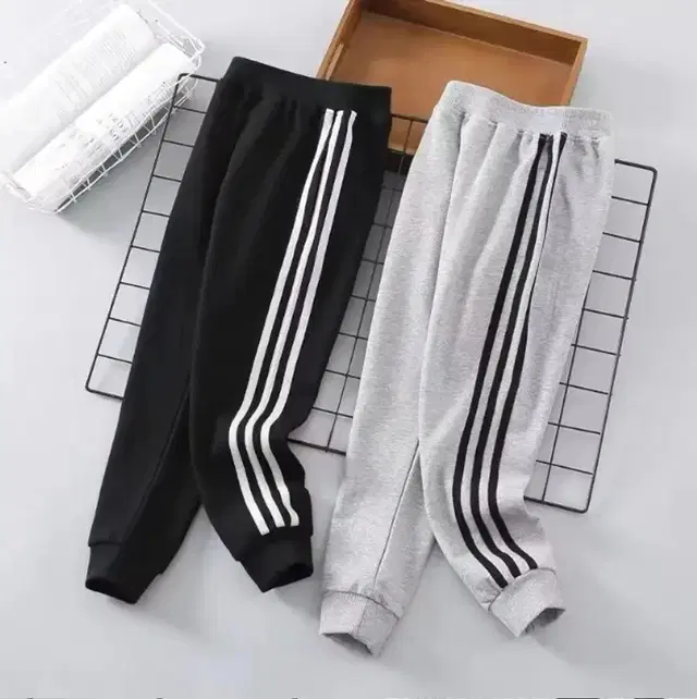 Cotton Blend Trackpants for Boys, Pack of 2 (Black & Grey, 2-3 Years)