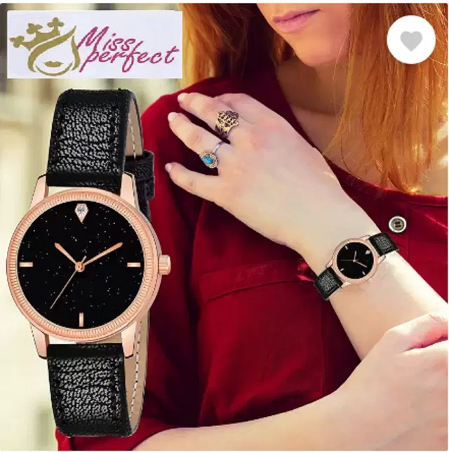 Analog Watch for Women & Girls (Black)