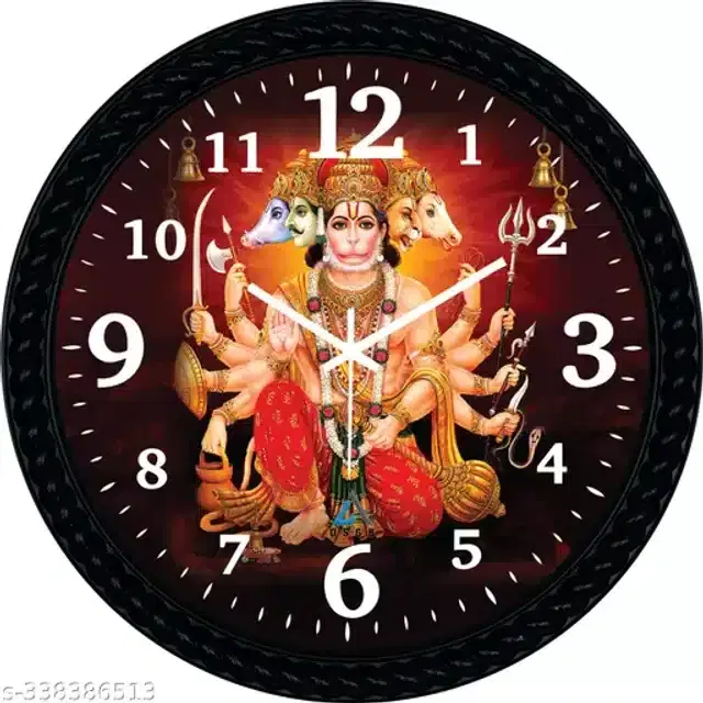 Plastic Analog Wall Clock, Black & Red