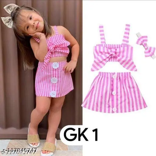 Rayon Printed Clothing Set for Girls, Pink, Pack of 1 (0-2 Months)