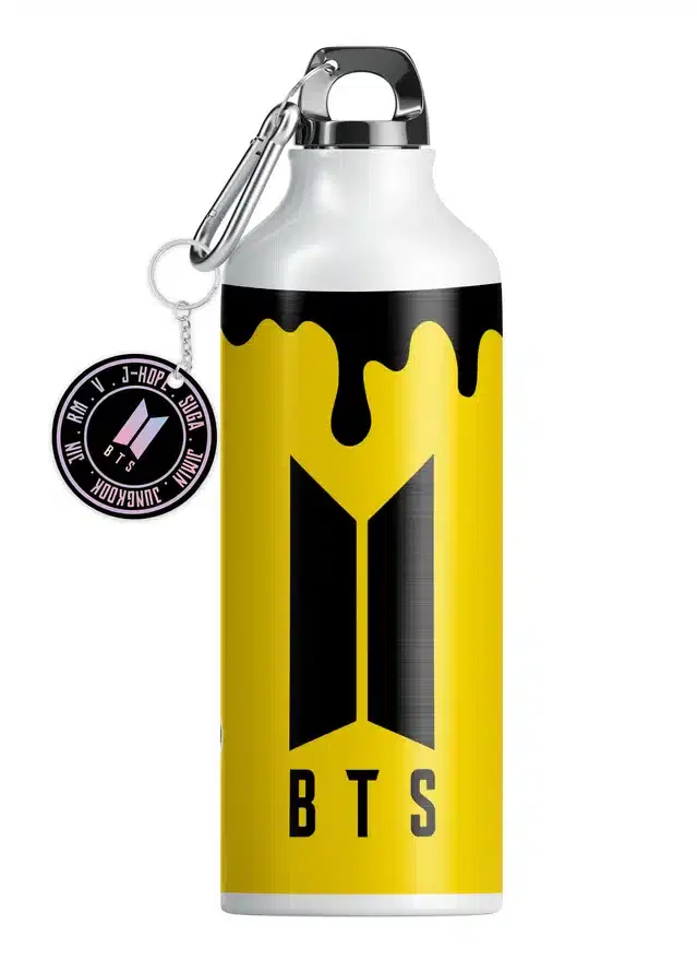 BTS Army Logo Aluminium Printed Sipper Bottle with Keychain, Pack of 2, Multicolor, 750 ml, Gt-120