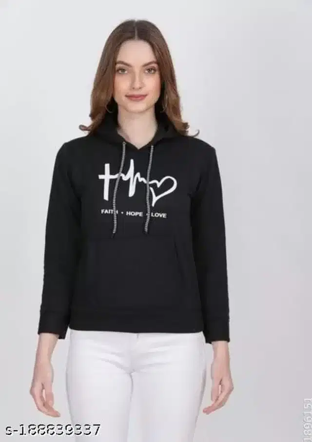 Cotton Blend Hoodie for Women (Black, S)