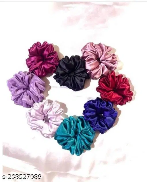 Pure Silk Scrunchies for Women, Pack of 12 (Multicolor)