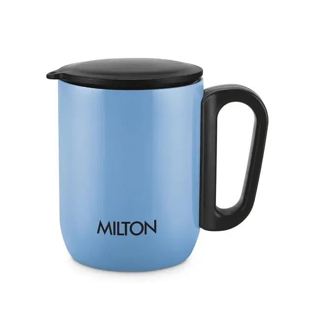 Milton Gemini Coffee Mug 250 Double Walled Non Insulated | 220 ml Inner Stainless Steel Tea Mug With Lid & Handle | Hot & Cold | Coffee Mug Travel Tea Cup | Black Coffee | Tea Cup Single | Black