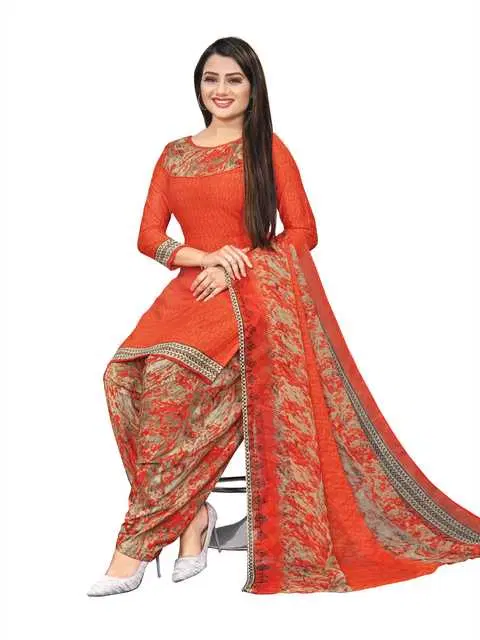 Sharda Creation Women's Dress Material (Orange) (SC47)