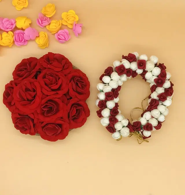 Artificial Flower Reusable Handcrafted Gajra for Women, Pack of 2 (Multicolor)