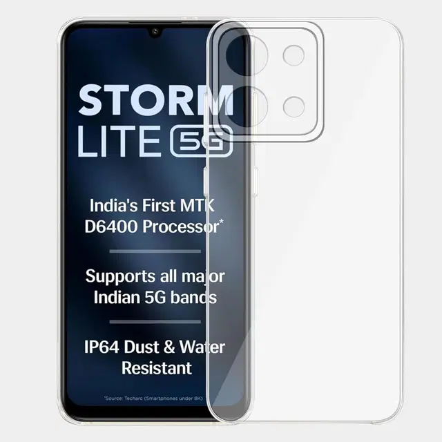 Rubber Mobile Back Cover for LAVA Storm Lite 5G (Transparent)