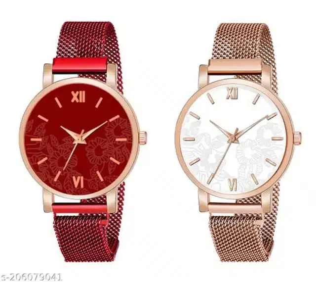 Analog Watch for Women, Pack of 2 (Multicolor)