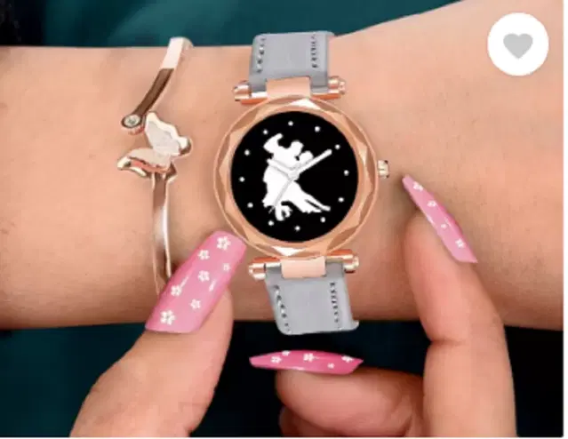 Analog Watch for Women & Girls (Grey)