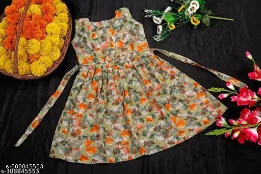 Frock for Girls (Yellow, 1-2 Years)